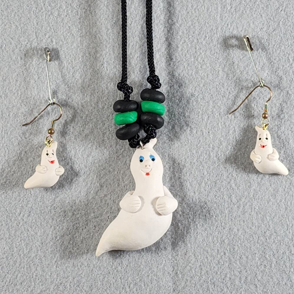 GHOSTS Polymer Clay Gothic Necklace & Earring Sets - Very Unique Vintage